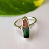 Natural Watermelon Raw Tourmaline Gemstone 925 Sterling Silver Sz 5.75 US Gift