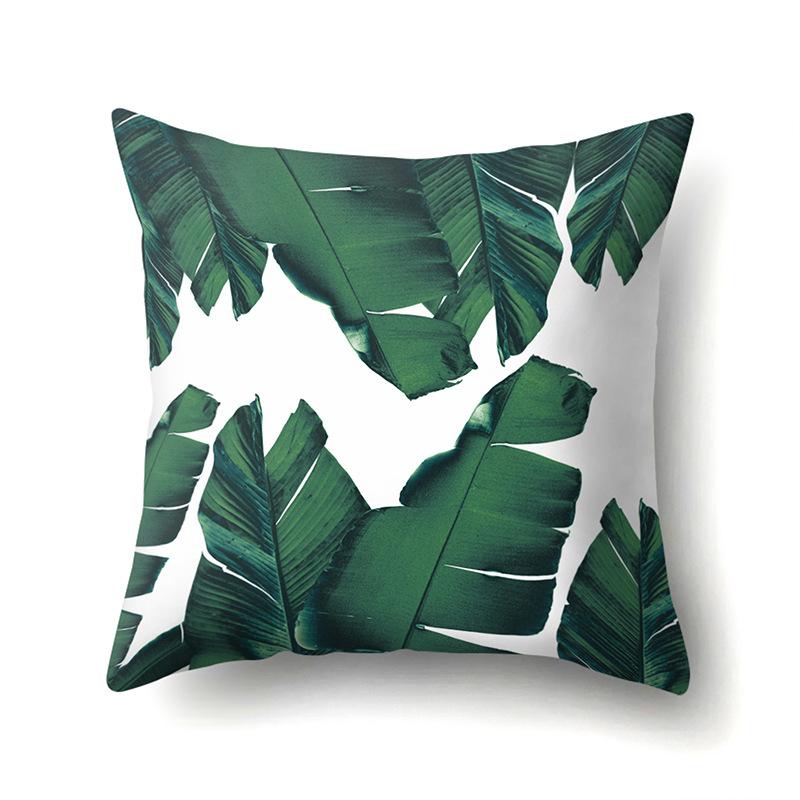 Polyester Pillow Case Nordic Ins Style Plant Flower Print Peach Leather Velvet Cushion Cover Car Waist Cushion Cover