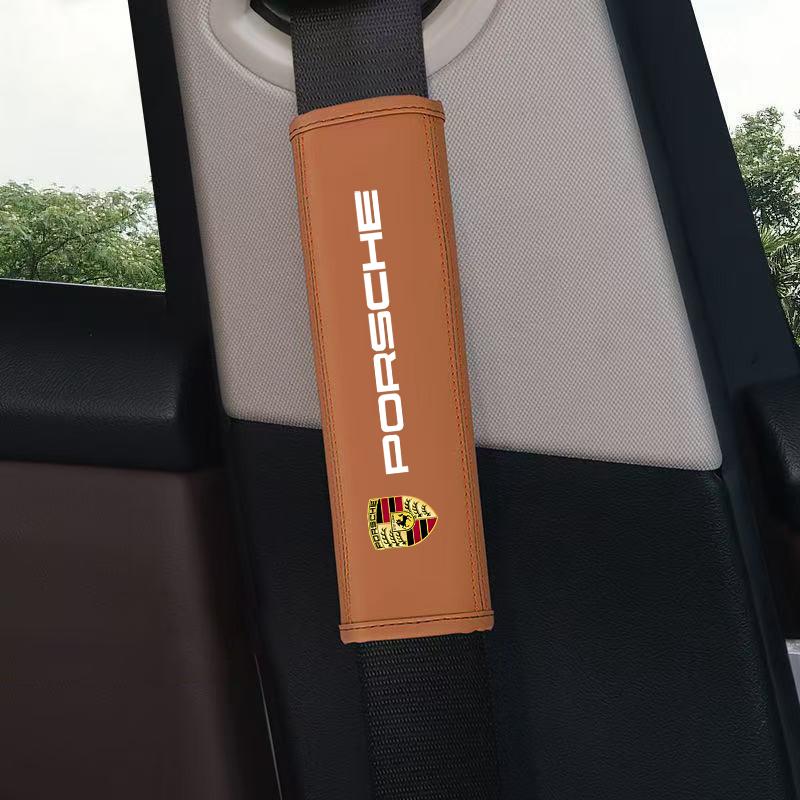 2 шт. Кожаная Защитная Накладка на Плечо Ремня Безопасности Автомобильного Сиденья Для Porsche Cayman 911 718 Cayenne Panamera Macan Taycan Boxster