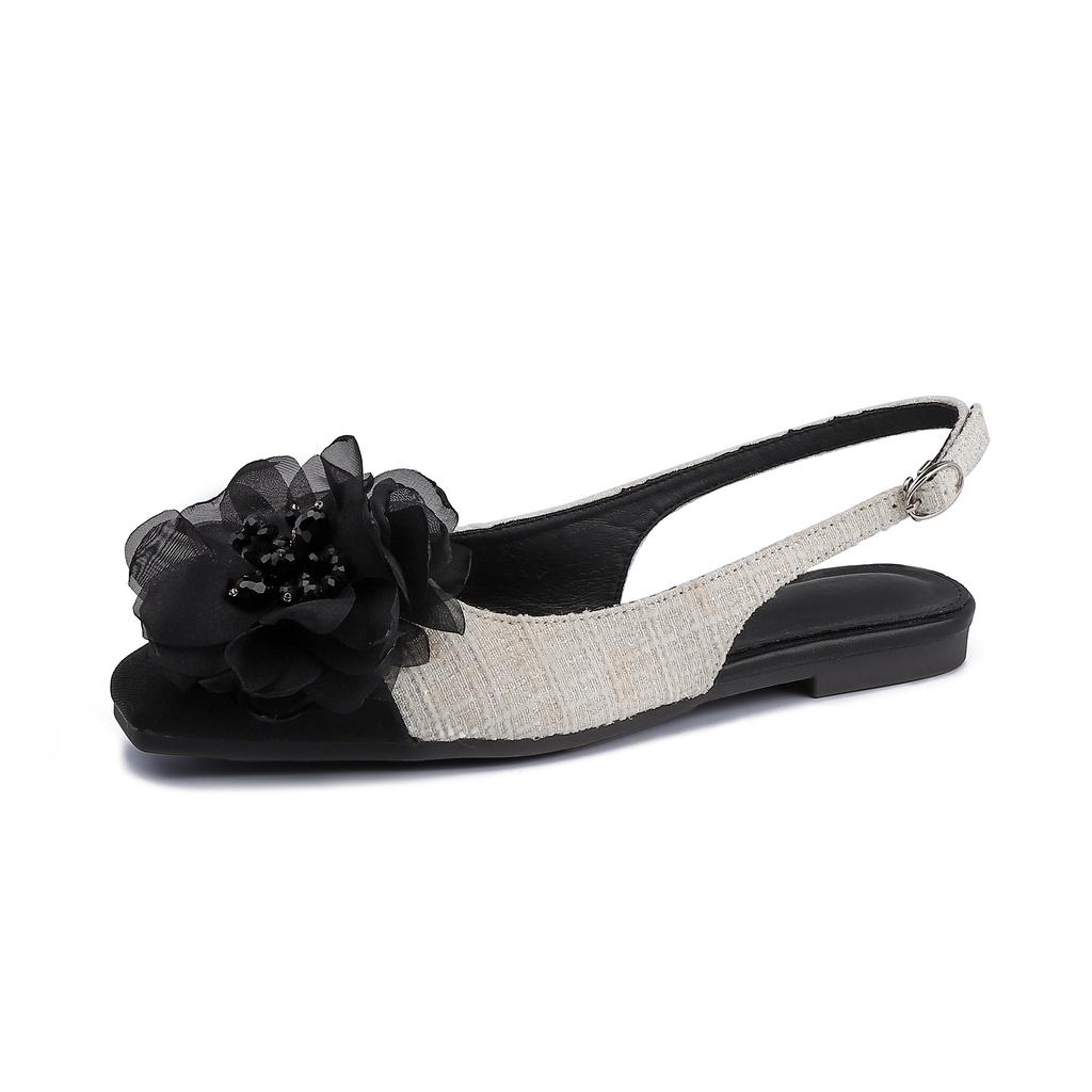 Camellia Mary Jane Shoes Women's Small Fragrant Wind Empty Single Shoes 2025 Spring Women's Bag Head Sandals French Large Size Women's Shoes