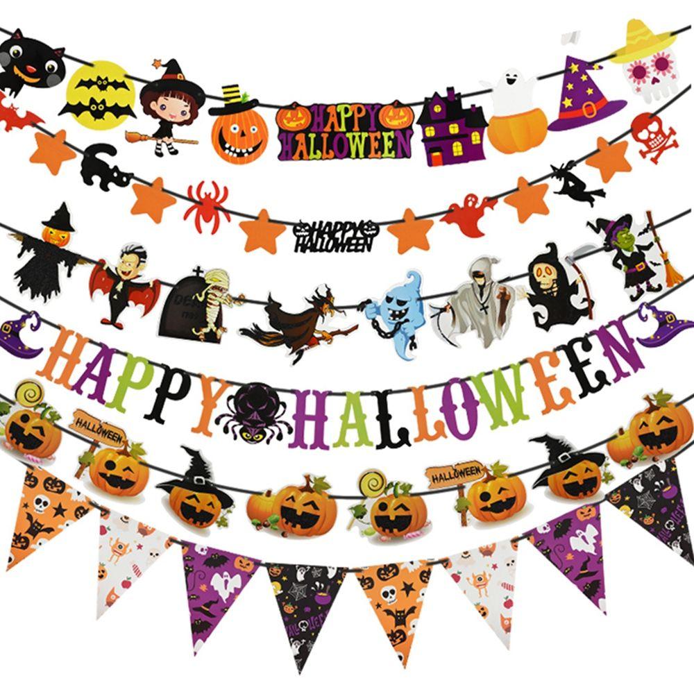 House Halloween Festival Ornaments Halloween Decor Hanging Garland Paper Chain Halloween Banner