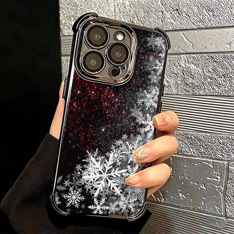 Чехол для телефона со снежинкой, зимний, холодный, с покрытием, для iPhone 16 17 Pro Max Air 16E 14 15 Plus 12 13 Mini, противоударный, с подушкой безопасности