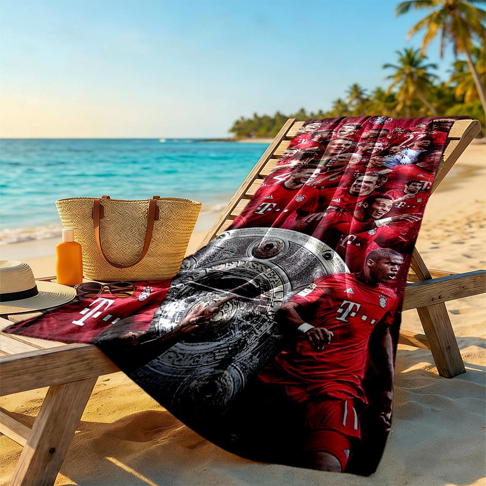 Bayern Munich Beach Towel High Absorbency & Quick-Dry Comfortable Lightweight Suitable for Sports, Travel, Swimming, Yoga, Bathroom, Beach, And Pool