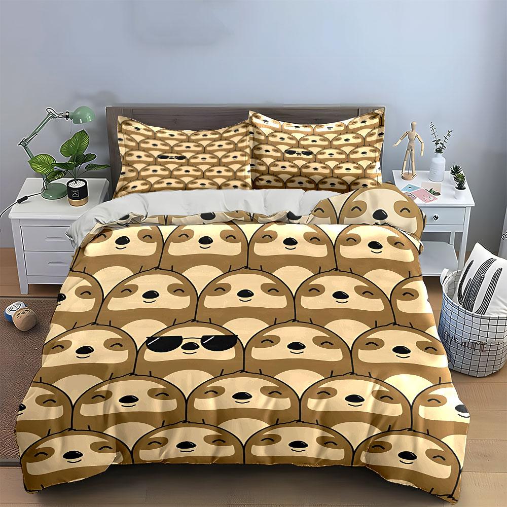 Cute Sloth Pattern Design Bedding Duvet Cover Set Duvet Cover Pillowcases (1*Duvet Cover 2*Pillowcases, without duvet insert)