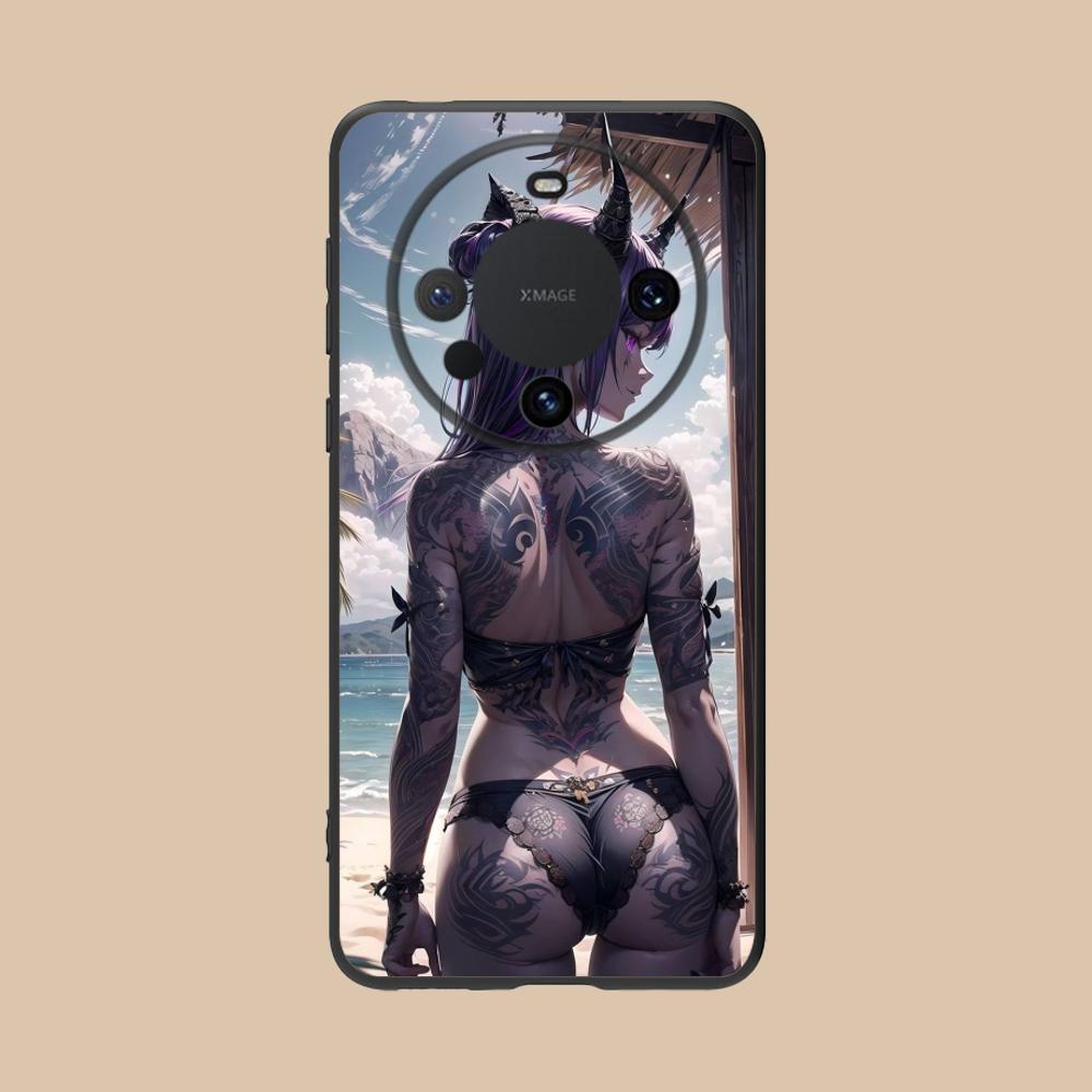 Модный Чехол для Телефона Девушка с Татуировкой для Huawei Mate 60 50 40 30 20 10 Pro Plus Lite E 5G Цветная Печать Красивый Чехол