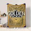 1pc Golden Ticket, Chocolate Factory Blanket Polyester Fiber, All Season Comfort for Sofa, Bed, Office, Car, Camping Ideal Home Decor & Gift, Office