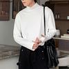 Spring Autumn Men Solid Color High Collar Long Sleeve Fitted Tops Undershirts