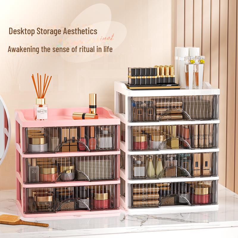 Черная роскошная многослойная коробка для хранения косметики и прозрачный шкаф с ящиками