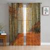 Autumn Landscape Beautiful Sheer Curtains For Living Room Window Transparent Voile Tulle Curtain Bedroom Drapes Home Decor