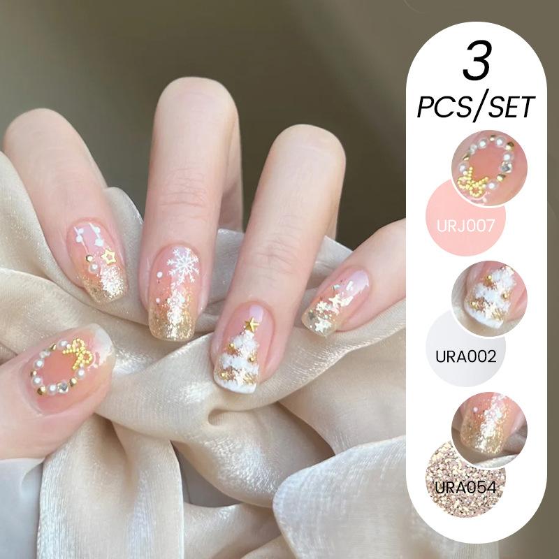 Nail Art Ice Прозрачный набор из 3-х лаков для ногтей, популярный прозрачный клей для лака для ногтей Nude Whitening Powder