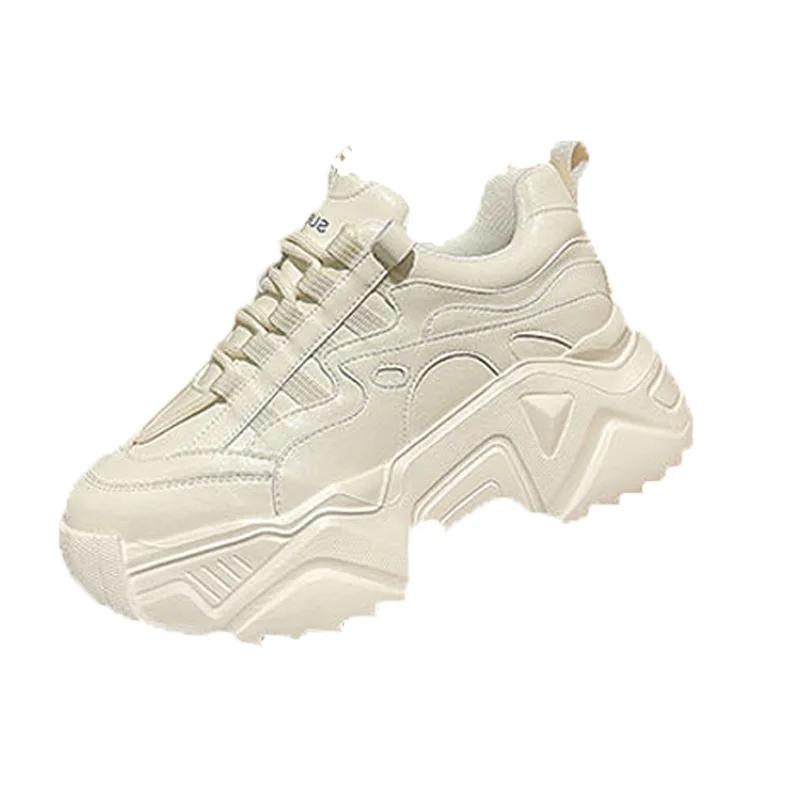 Новые кроссовки с толстой подошвой, увеличивающие рост, весна-осень 2024 года, повседневные, на шнуровке, универсальные, модные, спортивные, кроссовки
