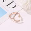 Korean Style Couple Ring Rhinestone Crescent Moon Ring Creative Star Moon Opening Rings  Decoration
