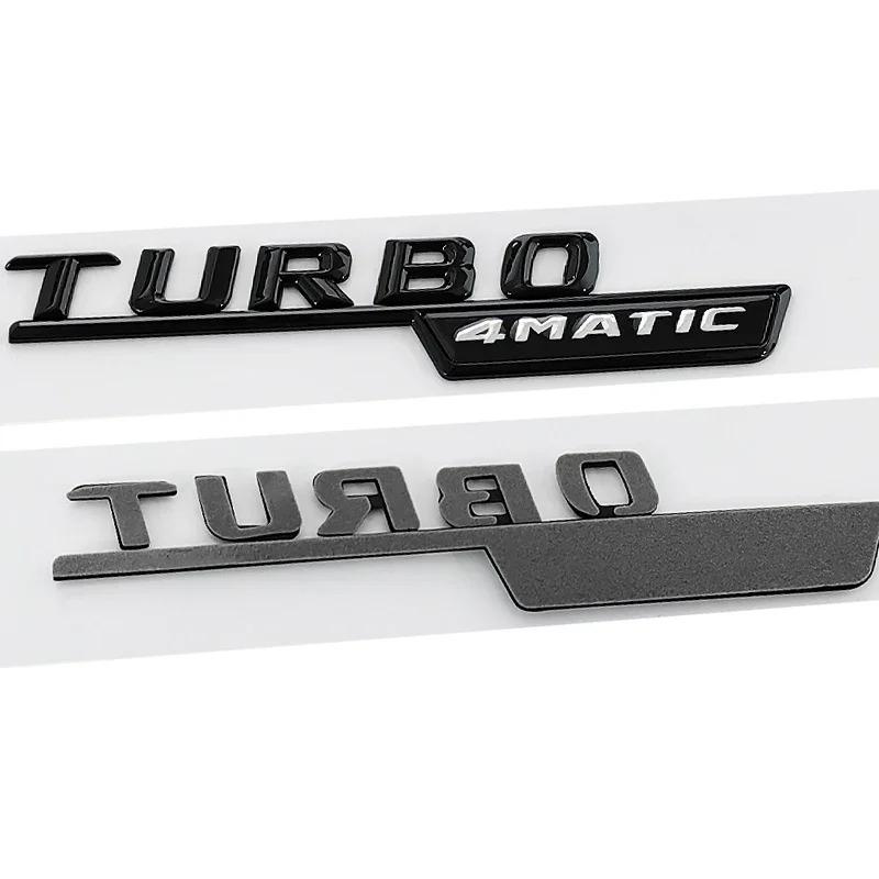 2pcs ABS Car Fender Turbo 4MATIC Logo Emblem Badge Sticker For Mercedes Benz A45 C117 CLA 35 45 GLA45 X247 GLE53 AMG Accessories AD1