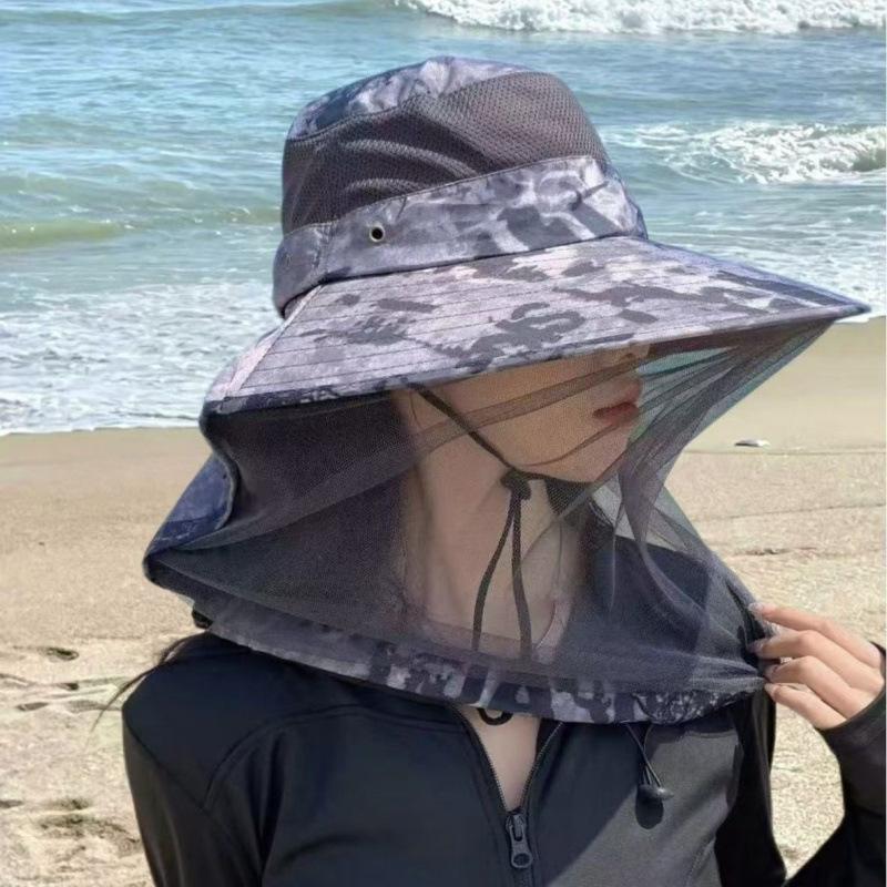 Multifunctional anti-mosquito summer men's sunscreen fishing hat men's outdoor work cover full face mesh sun hat women