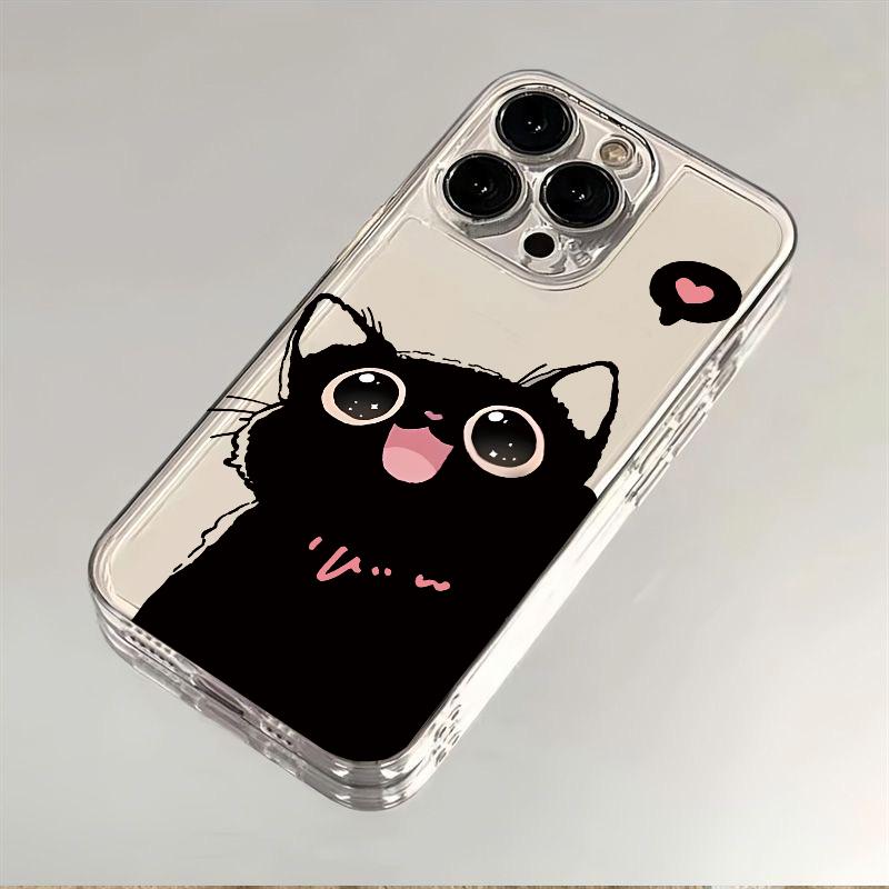 Черный кот Чехол для телефона для iPhone 17 Air 16 15 14 13 12 11 Pro Max Plus Mini Xs X 8 7 Мягкий прозрачный чехол Fundas Аксессуар