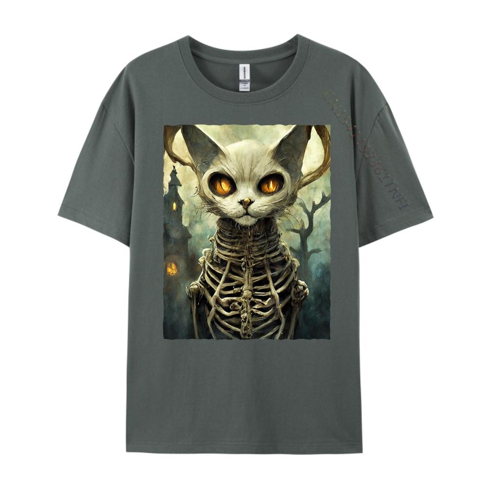 Halloween Skeleton Cat Funny T Shirts Unisex Clothes Tops Tshirt Clothing Unisexs Gifts Vintage Short Sleeve