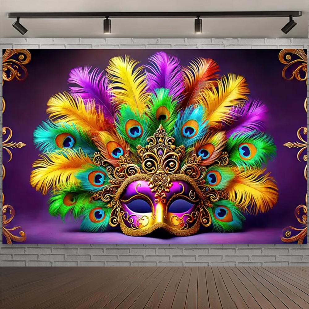Carnival Mask Ball Theme Party Photography Background, Adult Birthday Party, Family Party Decoration Photography Backdrop Cloth