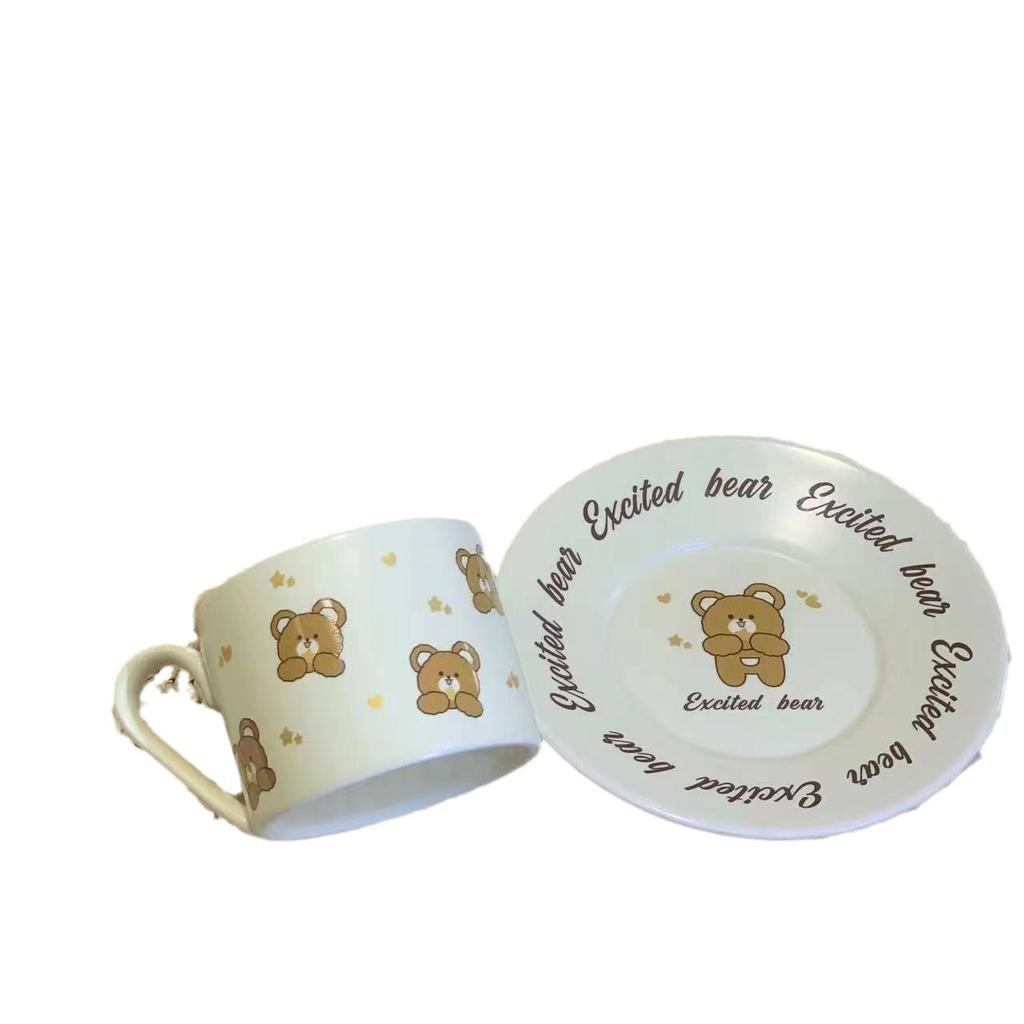 New Exquisite Nordic Style Bear Cups and Plates  Dormitory  Home and Office Mugs  Festival Gifts  High End Souvenirs