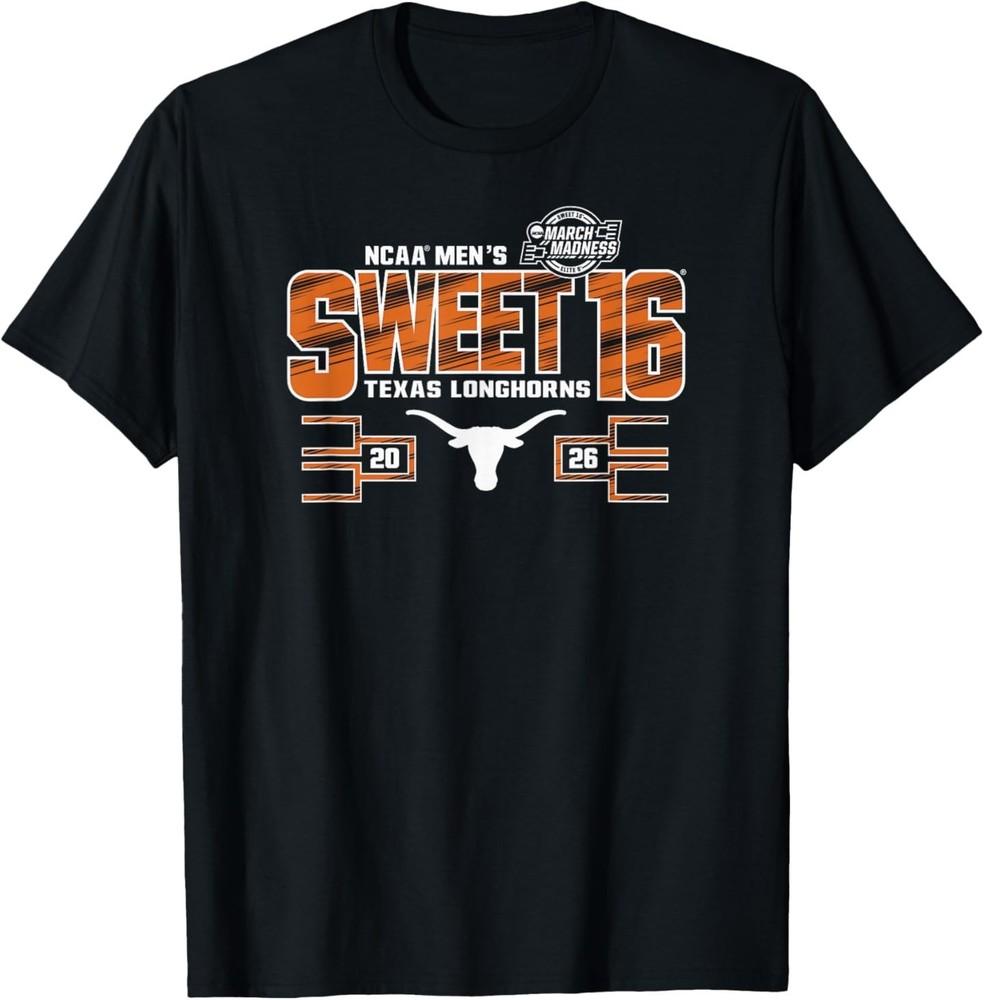 Texas Longhorns Sweet 16 2026 Men's March Madness Black T-Shirt