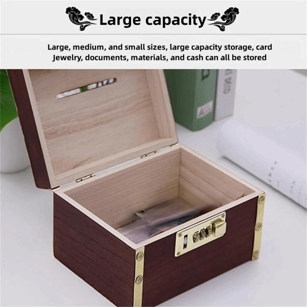 Retro Money Tank Chinese Style Password Lock Money Box Money Tank Wooden Savings Tank  Decorative