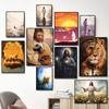 Jesus Lion Christian Hand of God Canvas Painting  Religious Posters and Prints Wall Art Lamb of God Pictures Room Home Decor