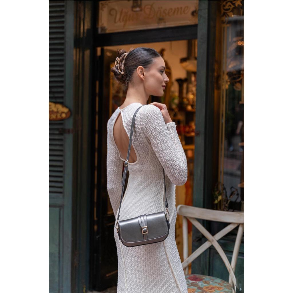 Black Women's Buckle Crossbody Bag