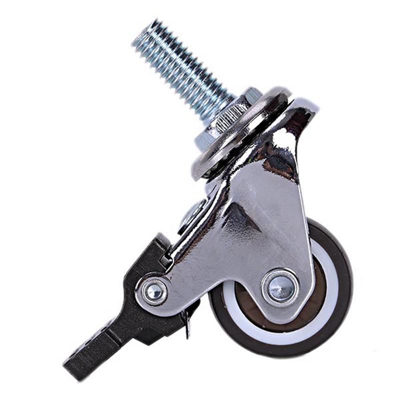 ABMH-12Pcs Mini Small Casters 1 Inch M8x15mm Tpe Silent Wheels With Brake Universal Casters Wheel