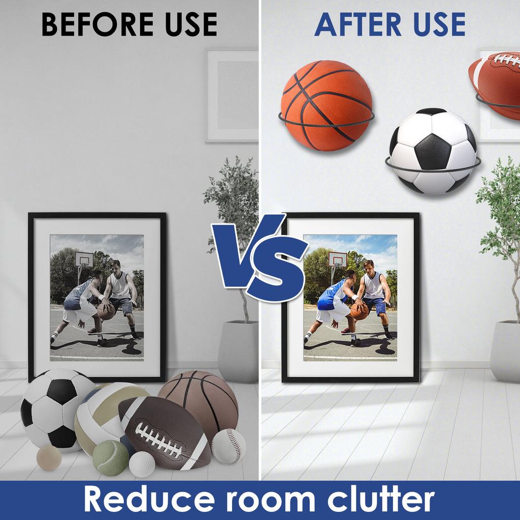 3/4 шт. Стойка для хранения баскетбольных, футбольных, волейбольных мячей, настенная стойка для хранения баскетбольных мячей, экономия места в гостиной, подставка для мячей