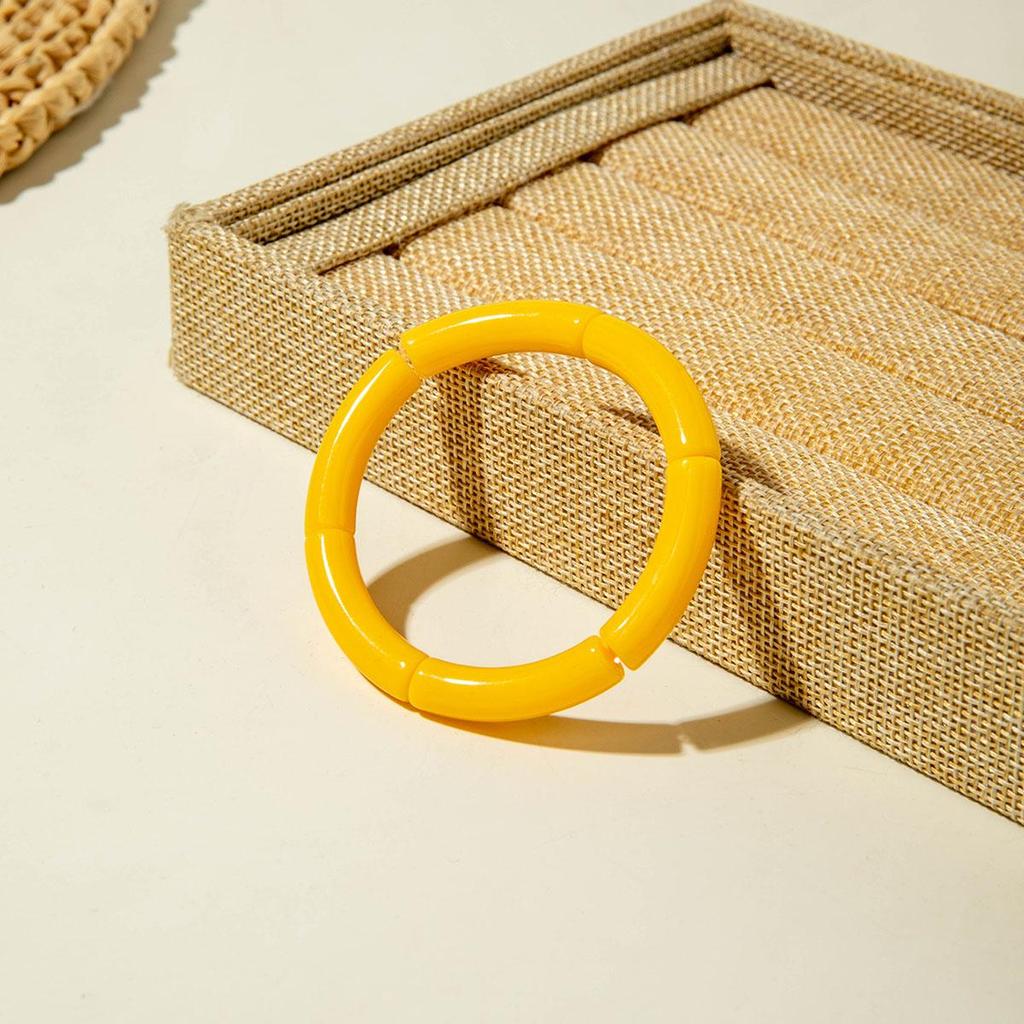 Cross Border Fashion and Cute Dopamine Style Round Tube Acrylic Bracelet for Women Jewelry Seaside Tourism Macaron Color Bracelet Matching