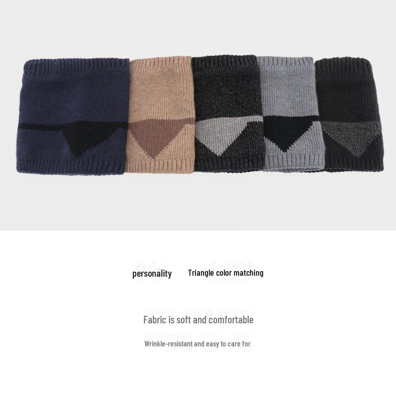 Мужской модный зимний шерстяной трикотажный шарф для шеи