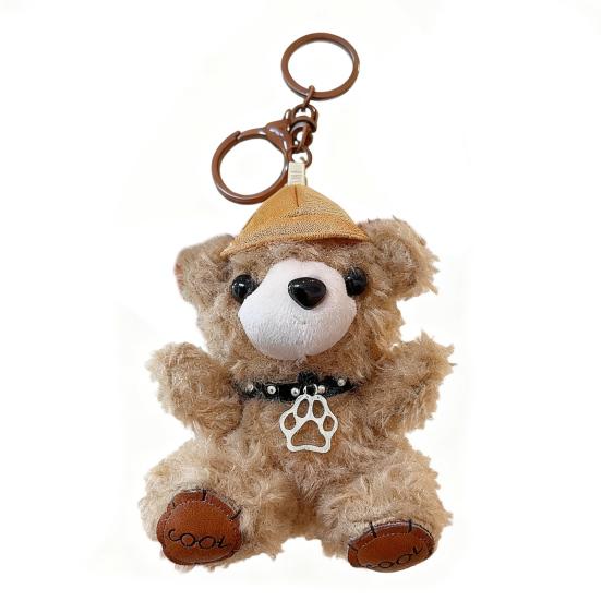 Cartoon Bear Keychain Plush Lovely Hats Bear Doll Cute Animal Pendant Grab Machine Hang Bag Daily Accessories
