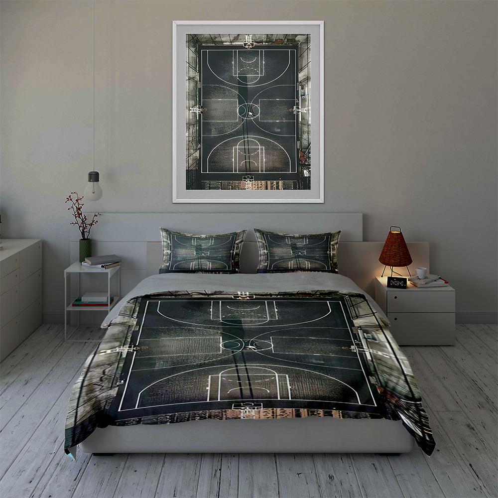 Basketball court design Bedding Duvet cover sets Duvet covers Pillowcases gifts (1 * Duvet Cover 2 * Pillowcases, without duvet insert)