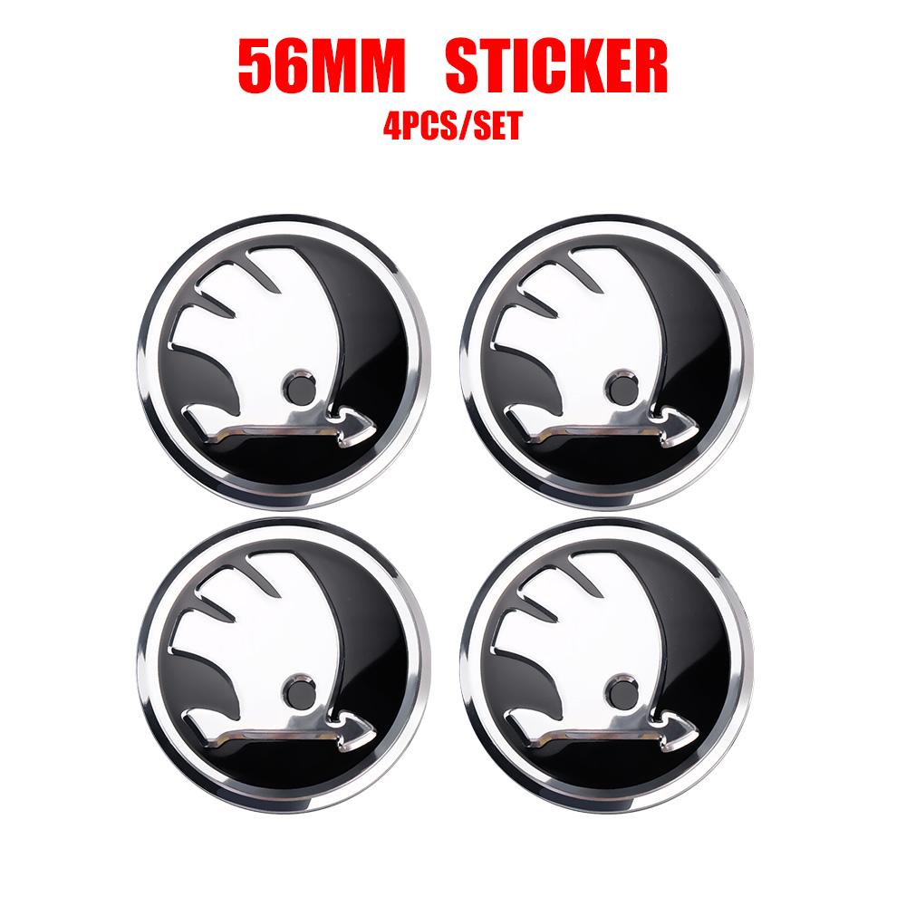 4pcs 56mm Car Emblem Wheel Center Hub Cap Cover Sticker For Skoda Rapid Octavia VRS VII S Kodiaq Karoq Fabia Superb Scala Yeti