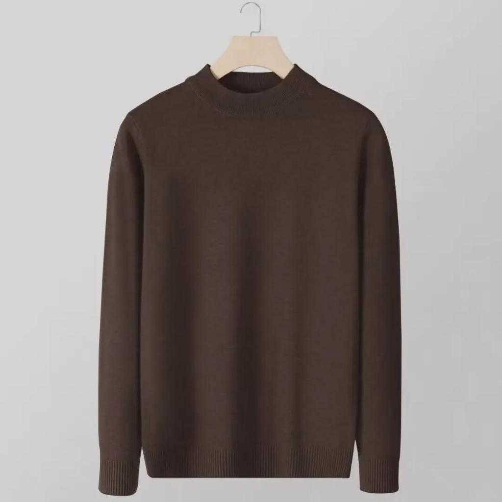 2024 Autumn/Winter Men's Youth Half Turtleneck Knitted Sweater - Casual Mid-Neck Top