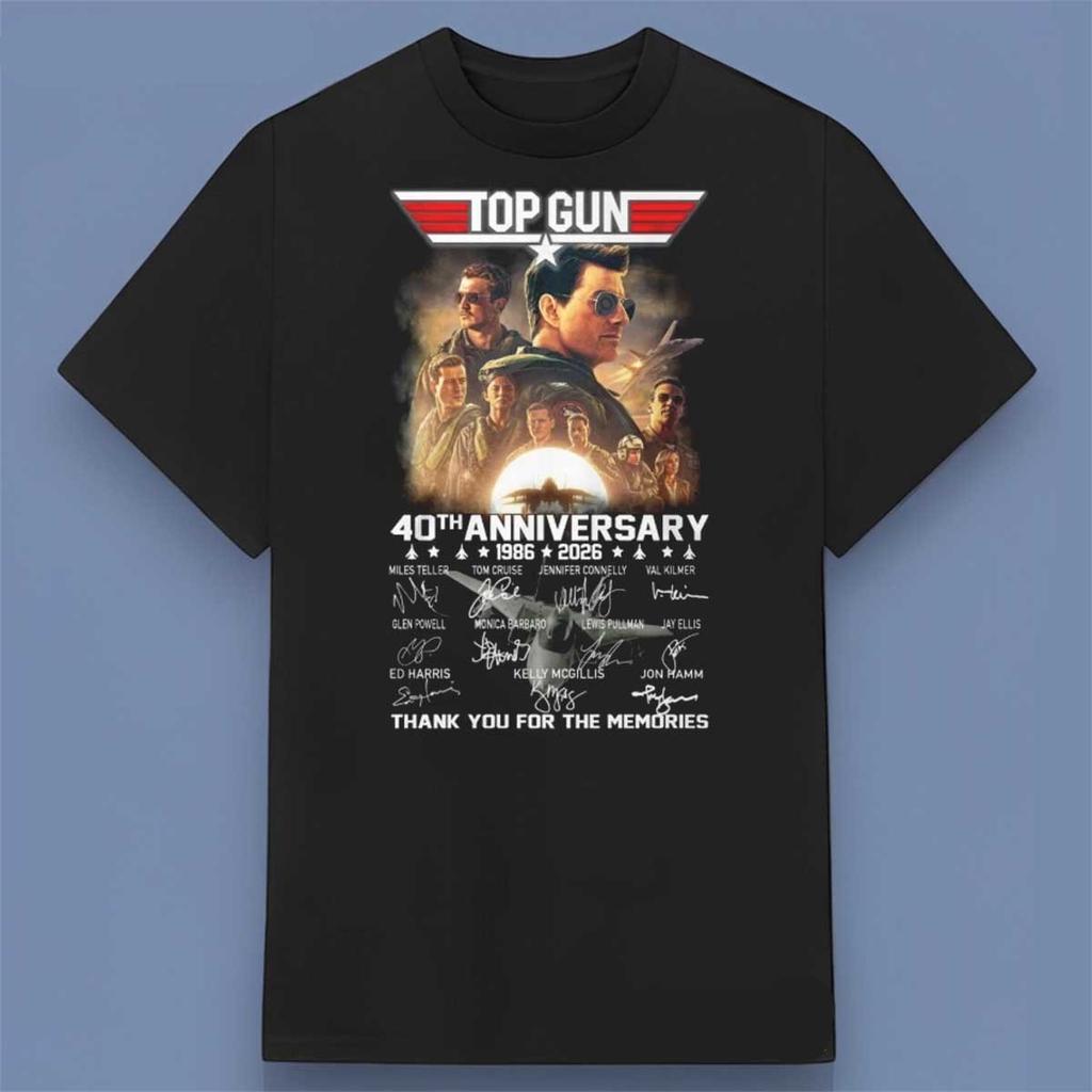 Top Gun 40th Anniversary 1986-2026 Signatures Thank You For The Memories Shirt