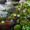 DIY Terrarium Decor with Resin Pony Glow in The Dark Mini Garden Lantern Hook Stake, Decorative Stakes for Tabletop Green Plants Fairy Ornament Potted