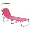 VidaXL Folding Chaise Lounge with Canopy Patio Sunbed Outdoor Sun Lounger Terrace Garden Steel 310327