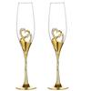 200ml Wedding Crystal Champagne Glasses Gold Metal Stand Flutes Wine Glasses Goblet Party Lovers Valentine's Day Gifts 1-2Pcs