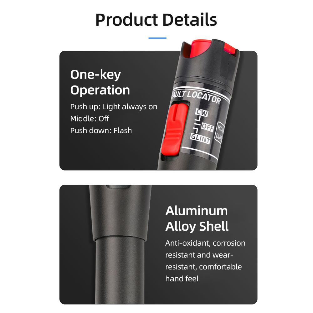 Ручной тестер оптического волокна мощностью 50 МВт, портативная ручка типа красного света, визуальный локатор неисправностей, ручка для тестирования волокна