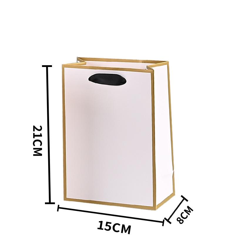 Golden Border Tote Pouches Paper Bag with Handle DIY Crafts Clothing Gift Box Sacks Black Border Birthday Christmas Wedding and Bridesmaid Gift Bags