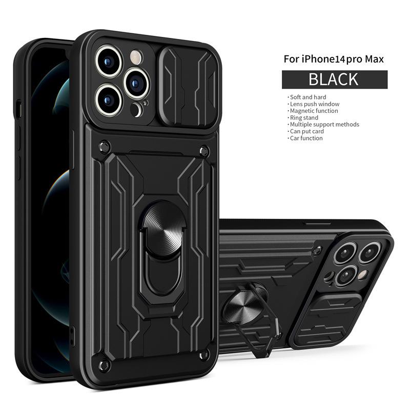 Подходит для IPhone17Pro Max Lijia Окно Нажимной Чехол для Мобильного Телефона Apple 12 Магнитное Кольцо Противоударный Защитный Чехол