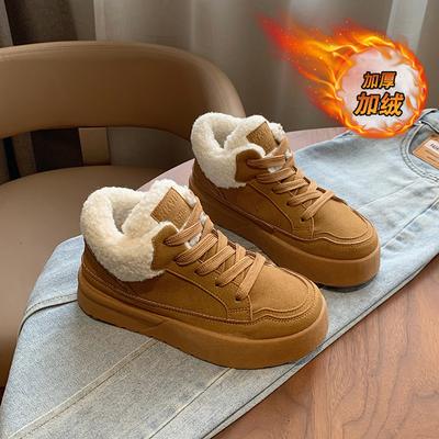 CRLAYDK Модные женские замшевые кроссовки зимние с меховой подкладкой повседневные теннисные туфли на платформе для скейтбординга средней высоты женские прогулочные ботинки для снега