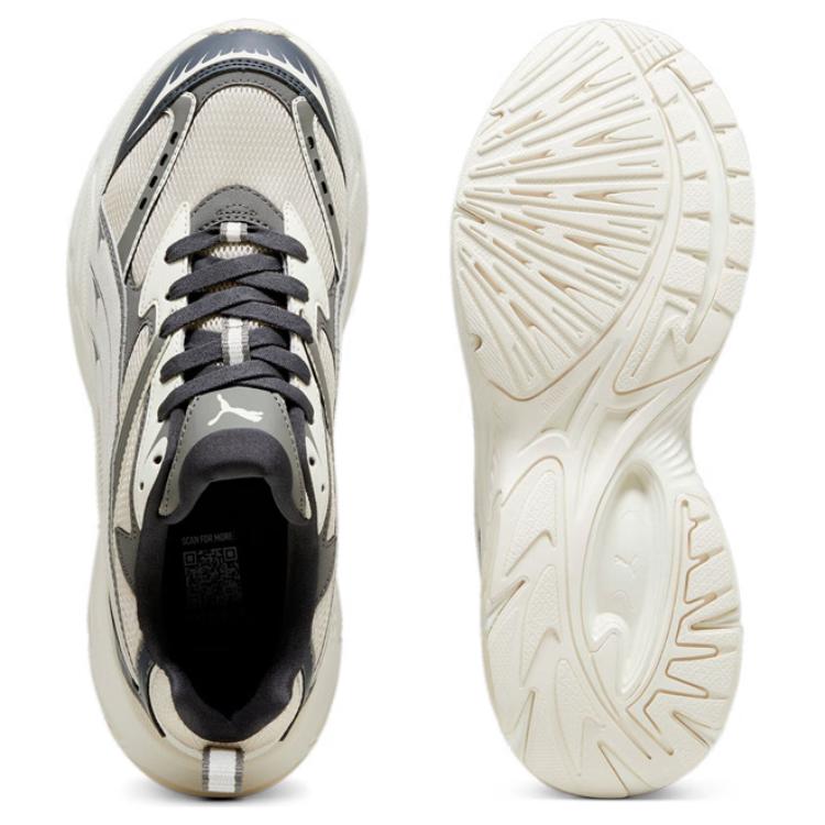 PUMA Morphic Textile Split Cow Leather Artificial Leather Breathable Low Top Casual Shoes Unisex Ecru 395920-04