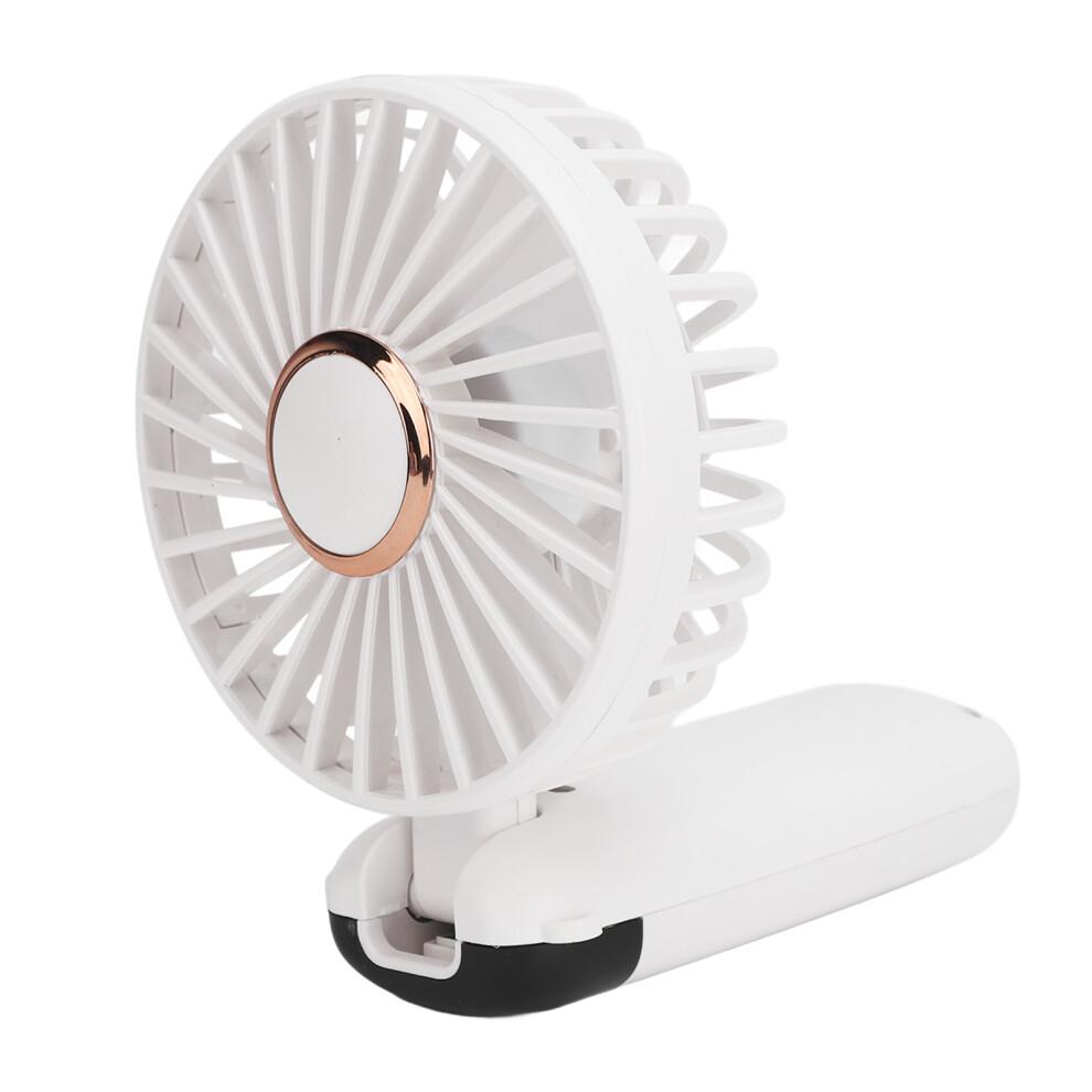 Foldable Quiet Handheld Fan 5 Speeds USB Rechargeable, 19x9cm White