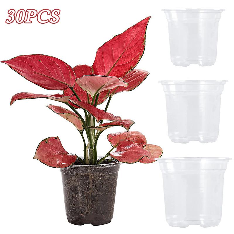 30 шт. пластиковый горшок для рассады растений, прозрачный цветочный горшок, утолщенный посадочный стаканчик, садовый горшок для пересадки, кашпо