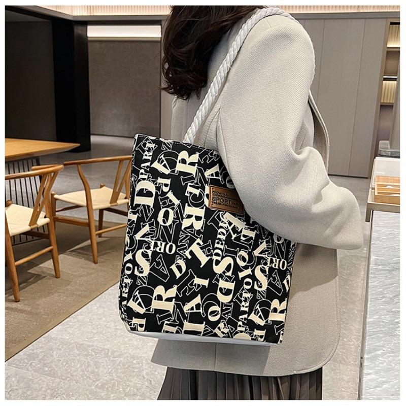 Женская сумка-тоут из холста с надписью, большая вместимость, стильная сумка через плечо для работы и поездок на работу
