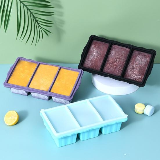 Силиконовый поднос для заморозки с крышкой, 3-секционная силиконовая форма для заморозки супов, соусов, кубиков льда без бисфенола А