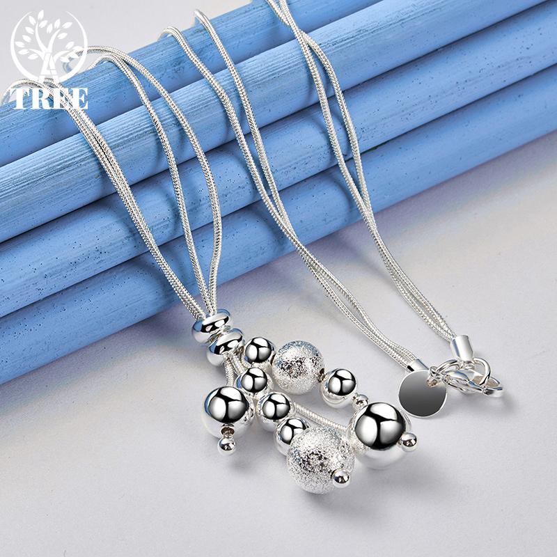 AliZero из стерлингового серебра 925 пробы, двойная цепочка в виде змеи, матовое гладкое ожерелье из бисера для свадебной вечеринки, модные украшения