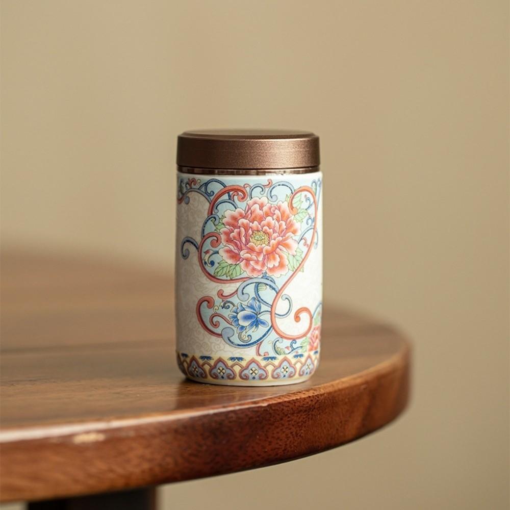 Mini Empty Tea Tin Can Ceramic Tea Packaging Box Flower Enamel Tea Canister  Home/Office/Travel