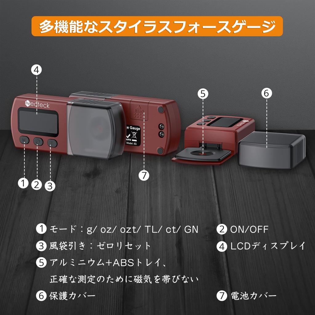 Neoteck Игловой манометр для проигрывателей винила Цифровой измеритель прижимной силы иглы LP Запись Высокая точность В комплекте кейс для хранения Гарантия 18 месяцев Реактивный черный